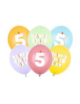 SB14P-355 BALONI MIX BROJ 5 I HAPPY BIRTHDAY, 30cm