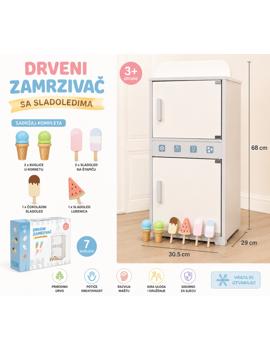 MKQ865530 Drveni hladnjak , dodatak za dječji kuhinjski set.35x14x65cm*